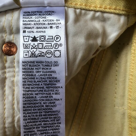 Levi's501 Vintage Jeans Cotton100 Yellow W27L26 Cropped Straight Leg MushroomTag - Picture 10 of 15